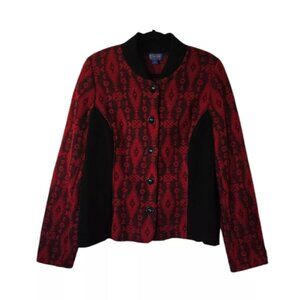 Pendleton Red and Black Wool Blend Southwest Tribal Cardigan Jacket Size XL